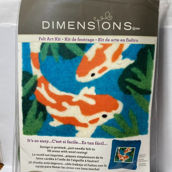 Dimensions Needle Felting Craft Felt Kit Koi Fish 10" x 8" Printed Design Piece - Picture 1 of 13